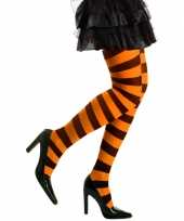 Carnavalskleding halloween oranje zwarte heksen panties maillots verkleedaccessoire voor dames xl