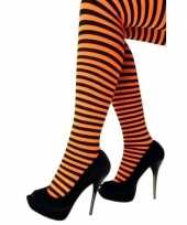 Carnavalskleding halloween oranje zwarte heksen panties maillots verkleedaccessoire voor dames
